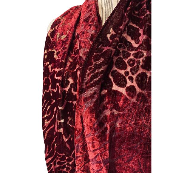 INC International Concepts Red Mixed Print Soft Tassel Trim Scarf Women NWT - Picture 3 of 6